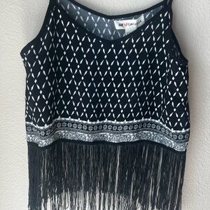 H&M Black and White Fringe Crop Top